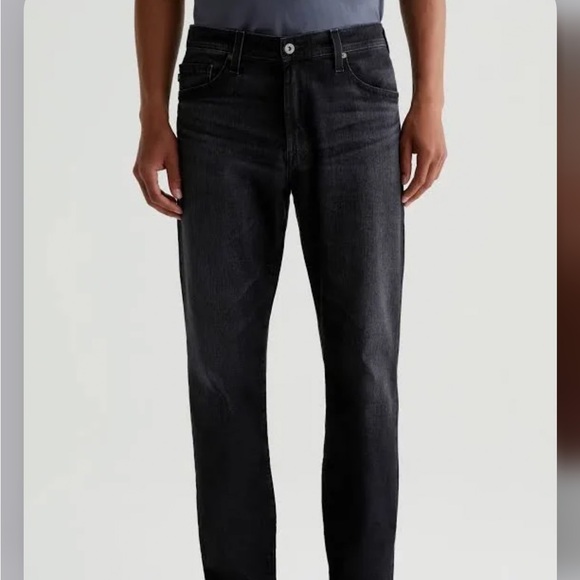 Ag Adriano Goldschmied Black Slim Straight Jeans with Classic Design